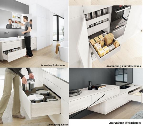 MOVENTO mit BLUMOTION S, Vollauszug für Holzschubkasten, 40 kg, NL=300mm, ohne Kupplungen, für Blumotion, 760H3000S